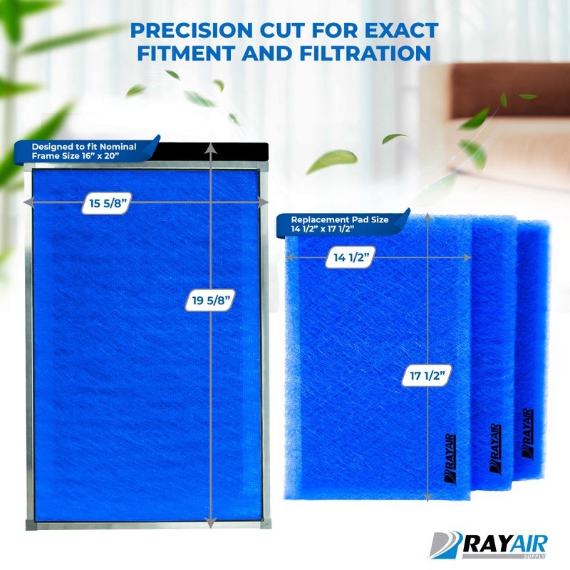 RayAir Supply 16x20 Replacement Filter Pads Compatible with Dynamic Air Cleaner 16X20 Refill (3 Pack) - Image 2